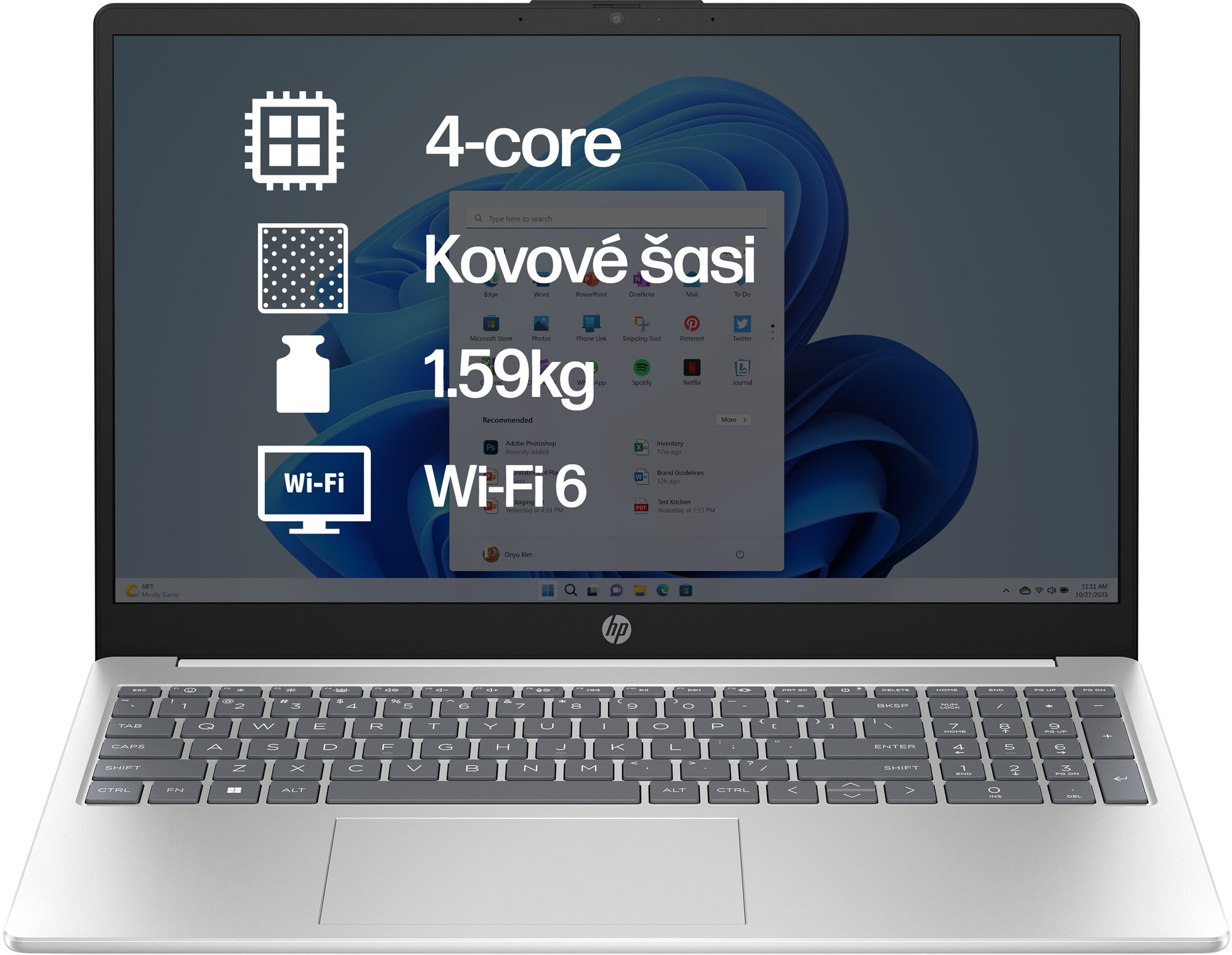 HP 15-fc0922nc Natural Silver kovový Notebook
