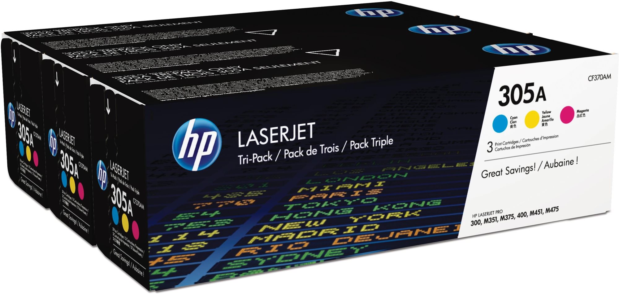 HP TONER CARTRIDGE 305A C/Y/M TRIPLE PACK Toner