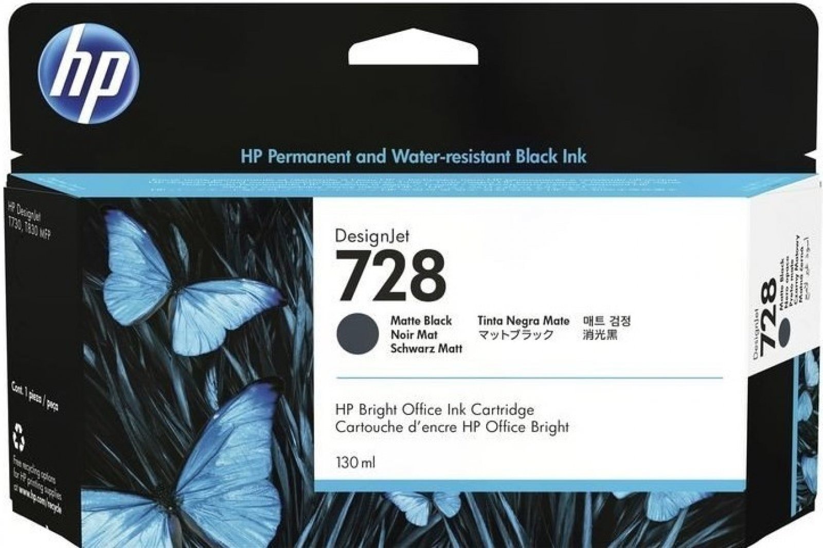 HP 728 130-ML MATTE BLACK DESIGNJET INK CARTRIDGE Druckerpatrone