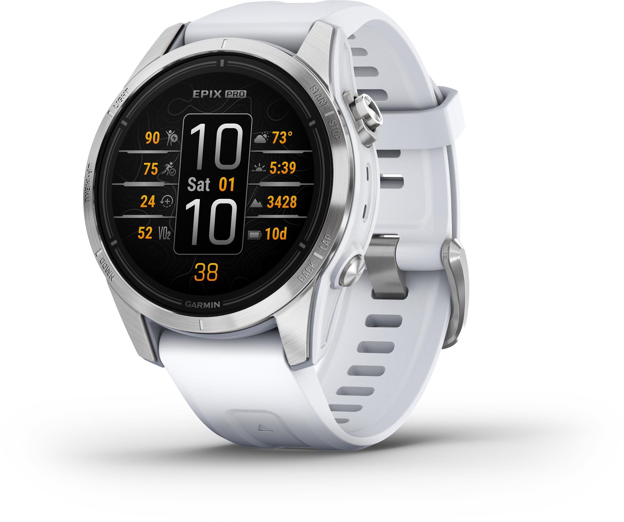 Garmin Epix Pro (Gen 2) 42 mm - ezüst, fehérkő szilikon szíjjal...