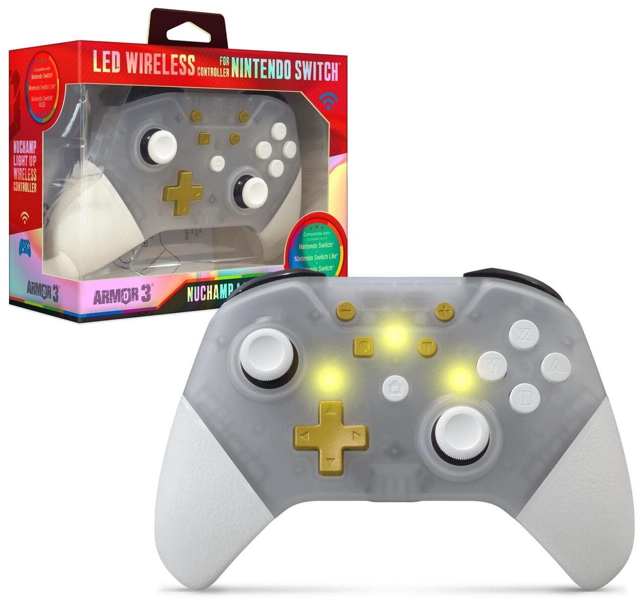 Armor3 NuChamp Wireless Controller for Nintendo Switch (Clear LED)...
