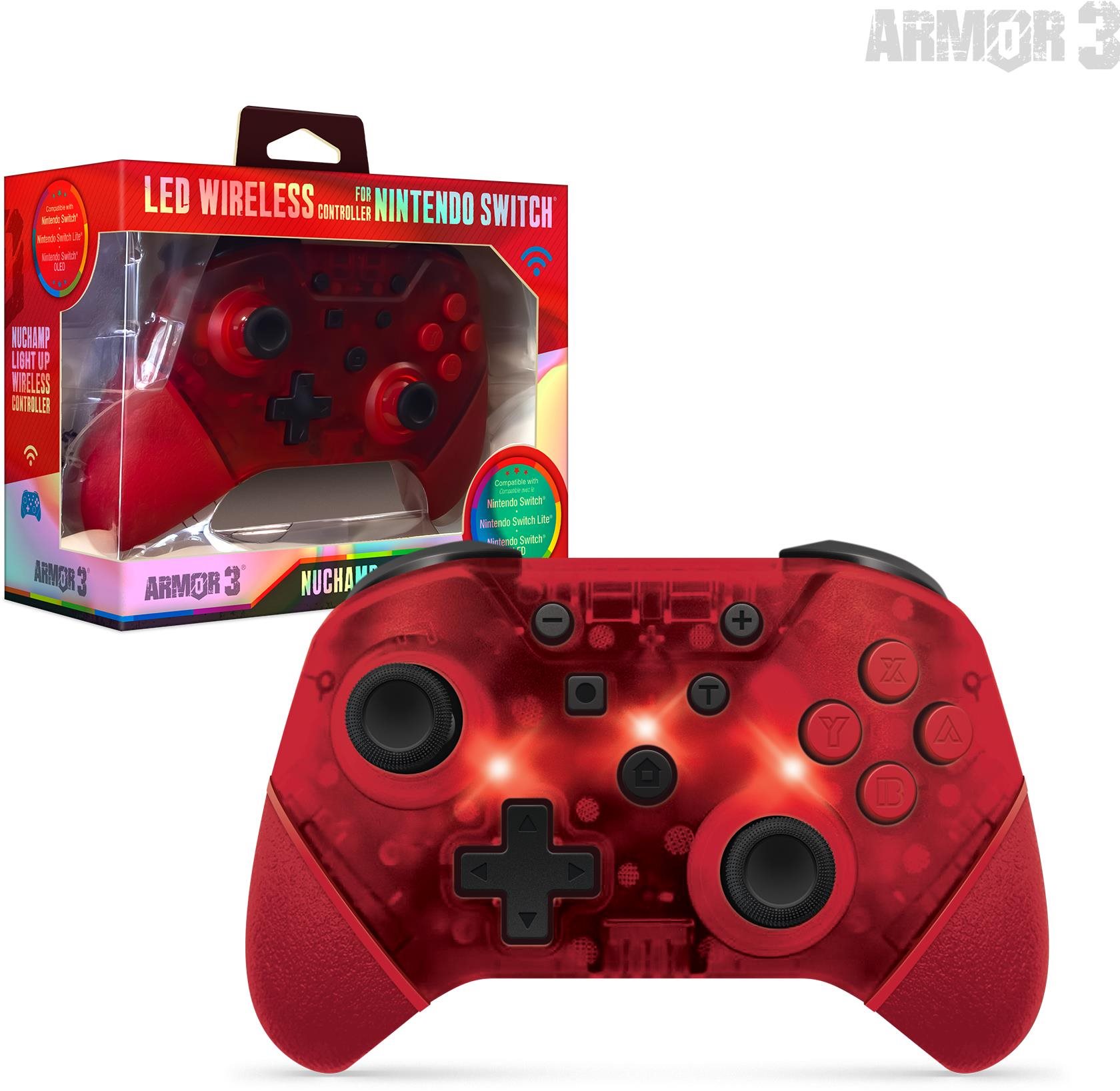 Armor3 NuChamp Wireless Controller for Nintendo Switch (Red LED)...