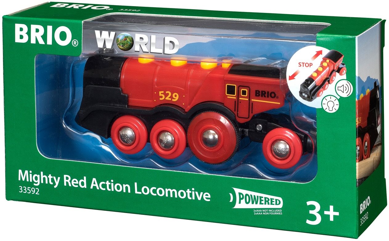 Brio World 33592 - Mohutná červená akčná lokomotíva Vláčik