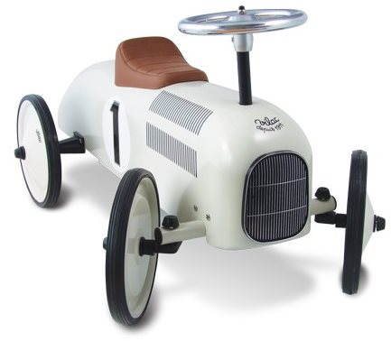 Kovové odrážadlo - Historické pretekárske auto biele Odrážadlo