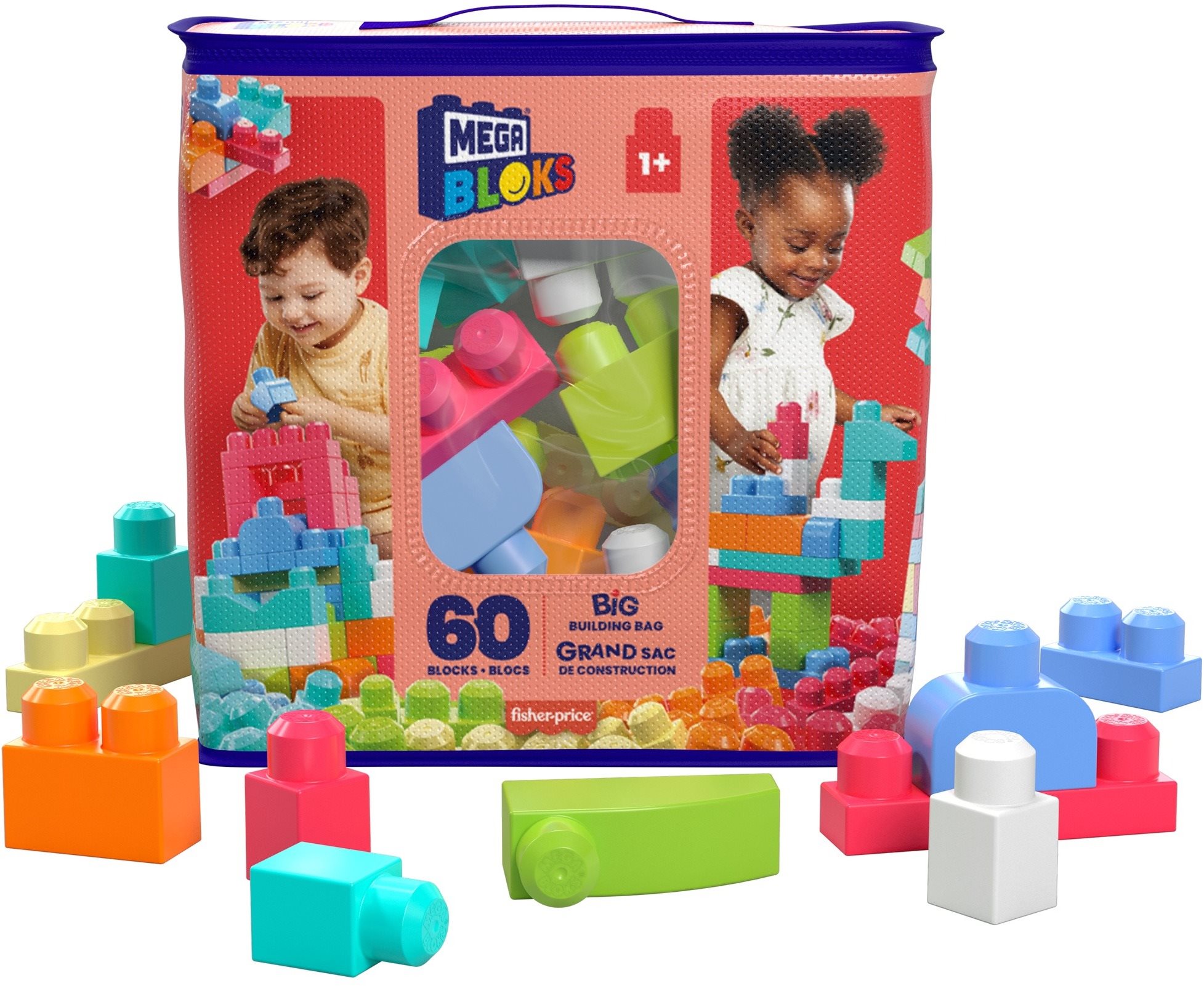 Mega Bloks Vrece kociek pre dievčatá (60 ks) Kocky pre deti