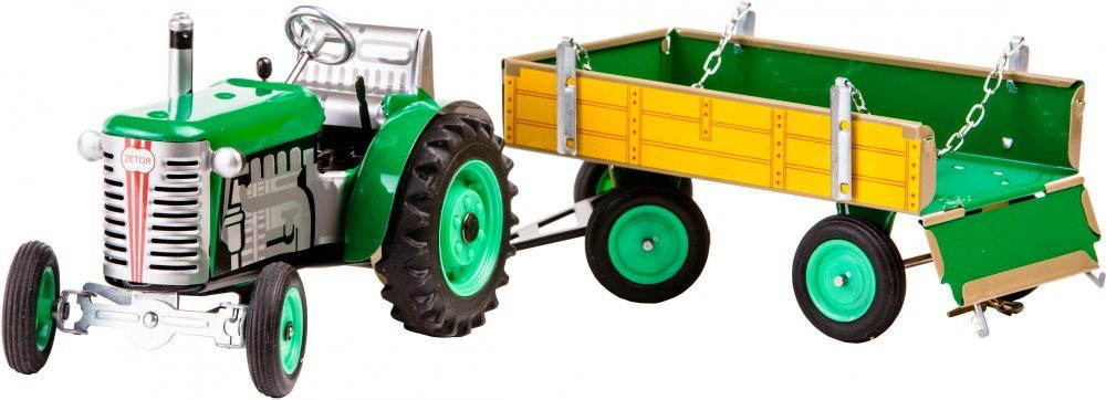 Kovap Traktor s vlečkou na kľúčik, zelený Kovový model