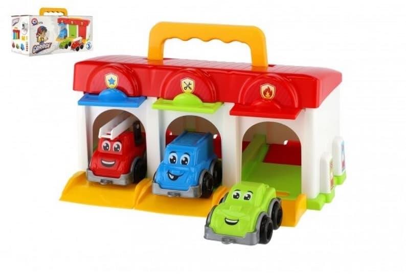 Teddies Garáž s autíčkami 3 ks + doplnky Garáž pre autíčka