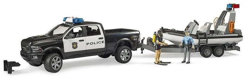 Bruder 2507 RAM Polícia s člnom a 2 figúrkami Auto
