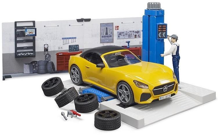 Bruder BWORLD 62110 Autodielňa s mechanikom a autom Auto