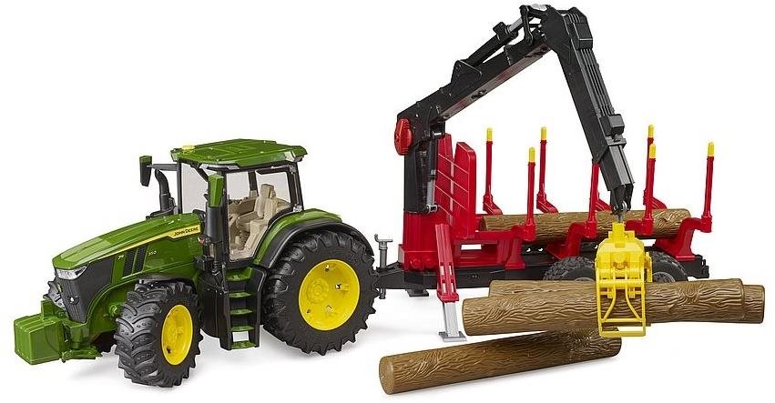 Bruder 3154 traktor John Deere 7R 350 so zadným prívesom a 4...