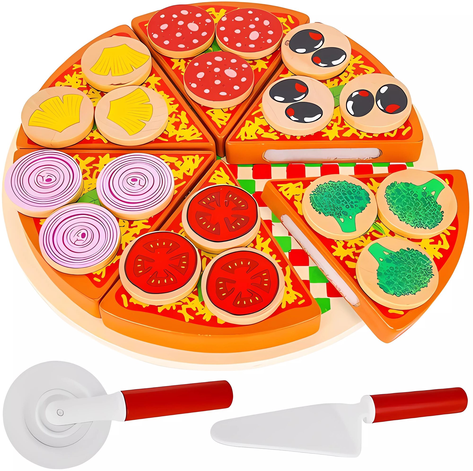 Kruzzel 22471 Drevená krájacia pizza 21 cm Potraviny do detskej...