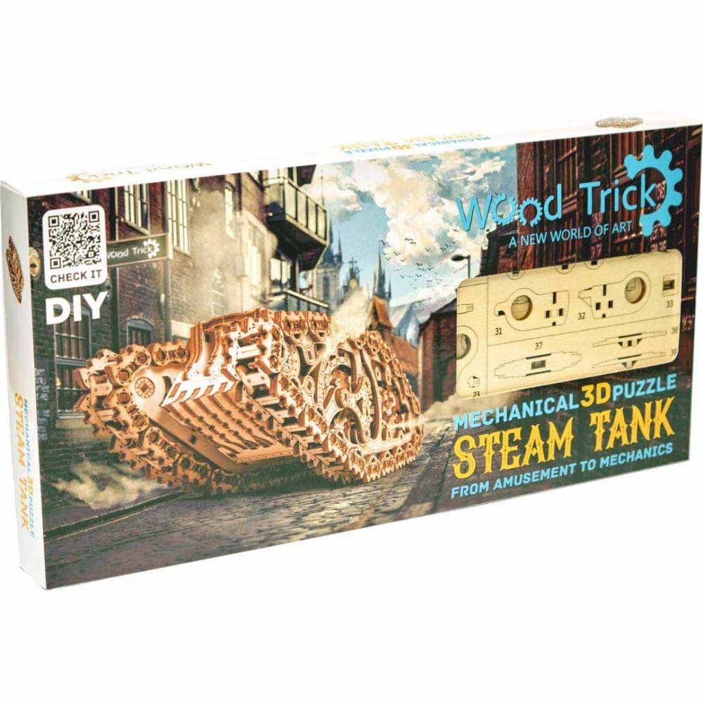 Invento Wood Trick stavebnica Parný tank 3D puzzle