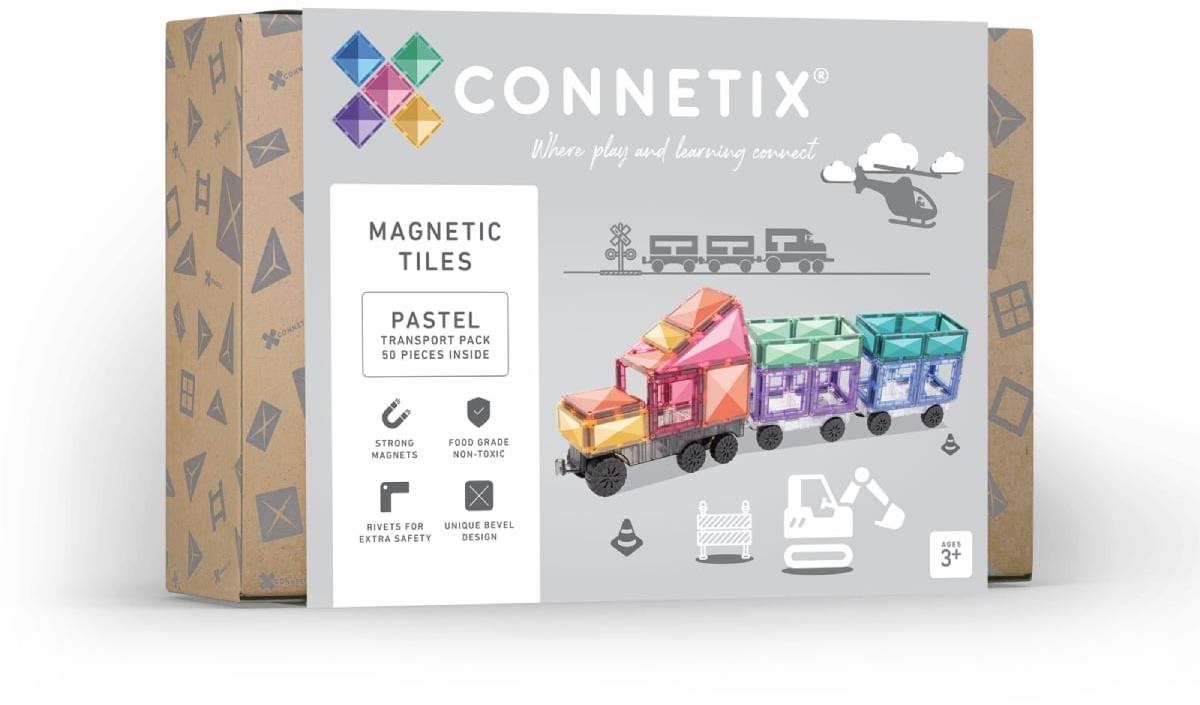 Connetix Tiles Magnetická stavebnica Pastel Transport 50 ks...