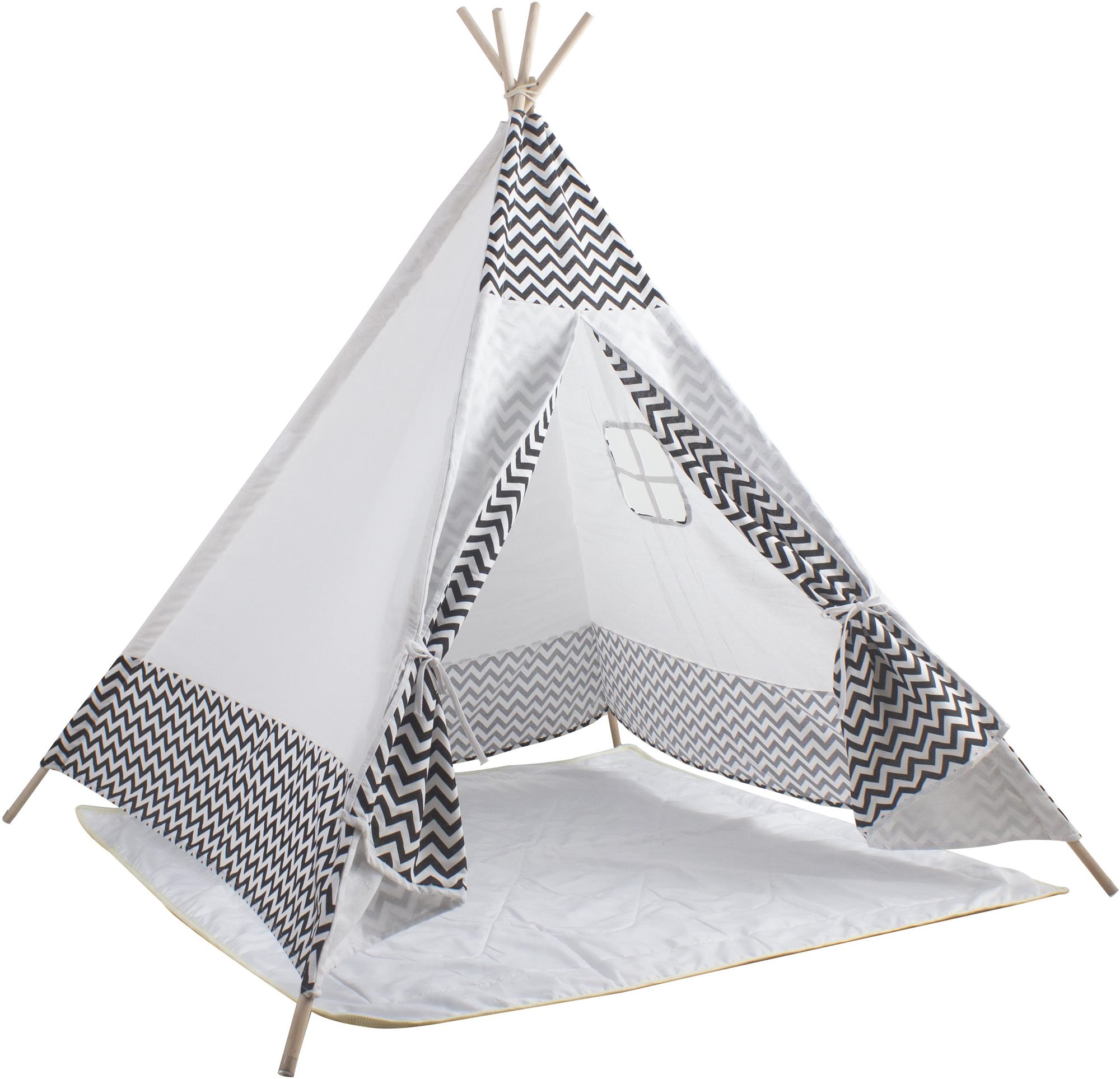 Aga4Kids Detský Teepee ZigZag Biely Detský stan
