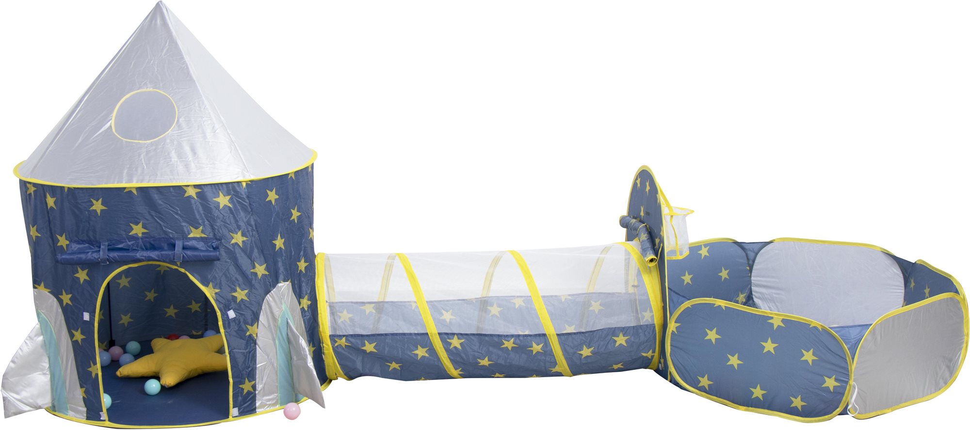 Aga4Kids Detský hrací stan s preliezacím tunelom Modrý Detský stan
