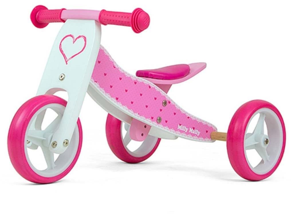 Milly Mally Detské multifunkčné odrážadlo bicykel 2 v 1 Jake Hearts...