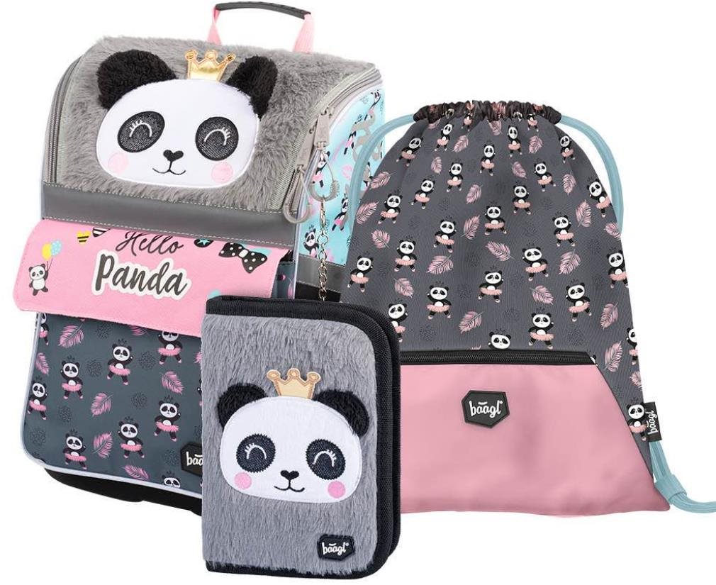 Školská aktovka v súprave pre prváčikov Baagl Zippy Panda – 3 diely...