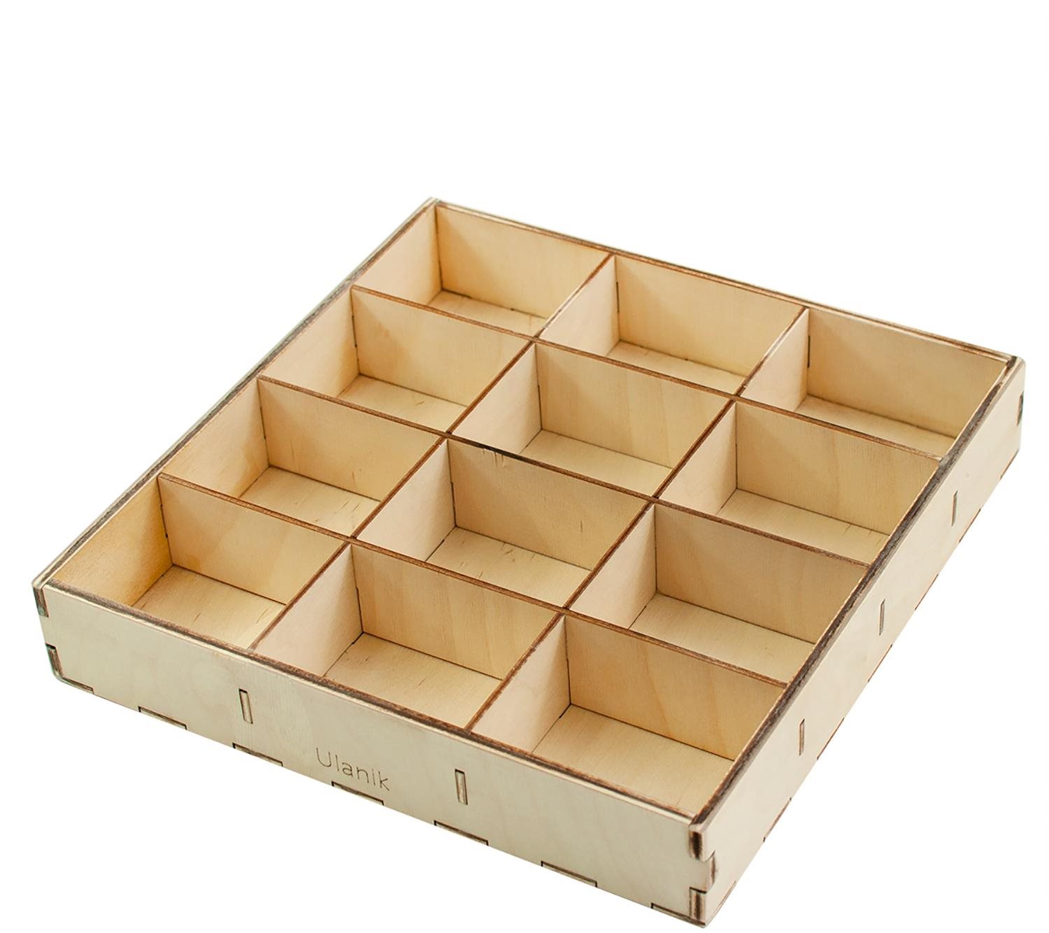 Ulanik Dřevěný tác na hračky 12 oddělení Úložný box