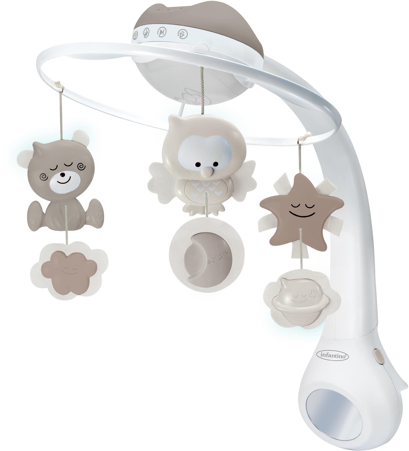 Hudobný kolotoč s projekciou 3 v 1 ecru Kolotoč nad postieľku