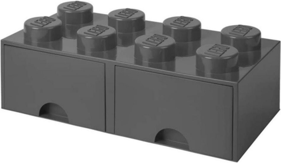 LEGO úložný box 8 so zásuvkami – tmavo sivý Úložný box