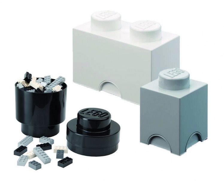 LEGO úložné boxy Multi-Pack 3 ks – čierna, biela, sivá Úložný box