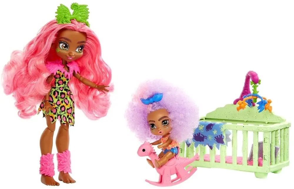 Cave club 2pcs doll with dino animal Figures