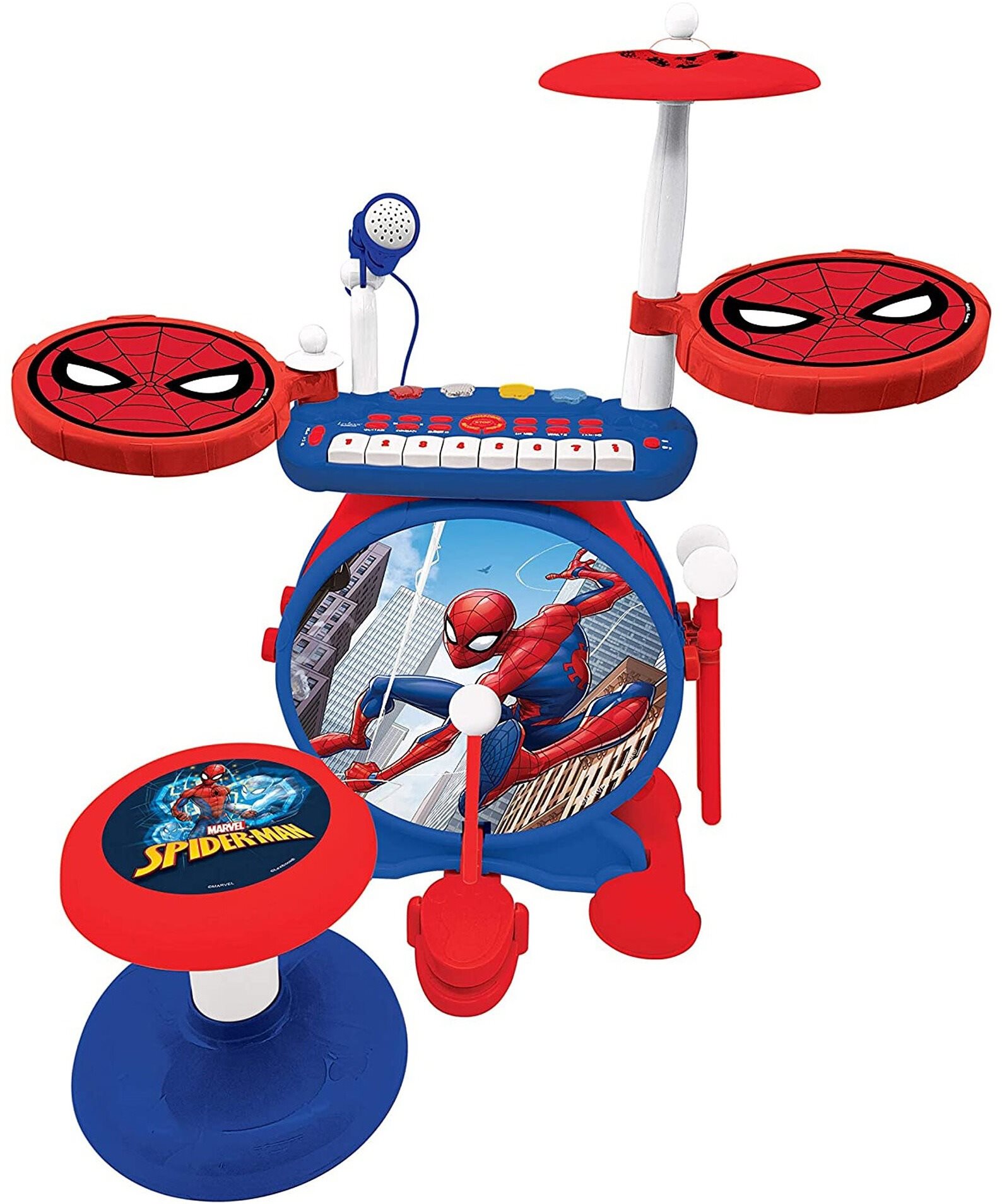 Lexibook Spider-Man Set elektrische Trommeln mit Sitz...