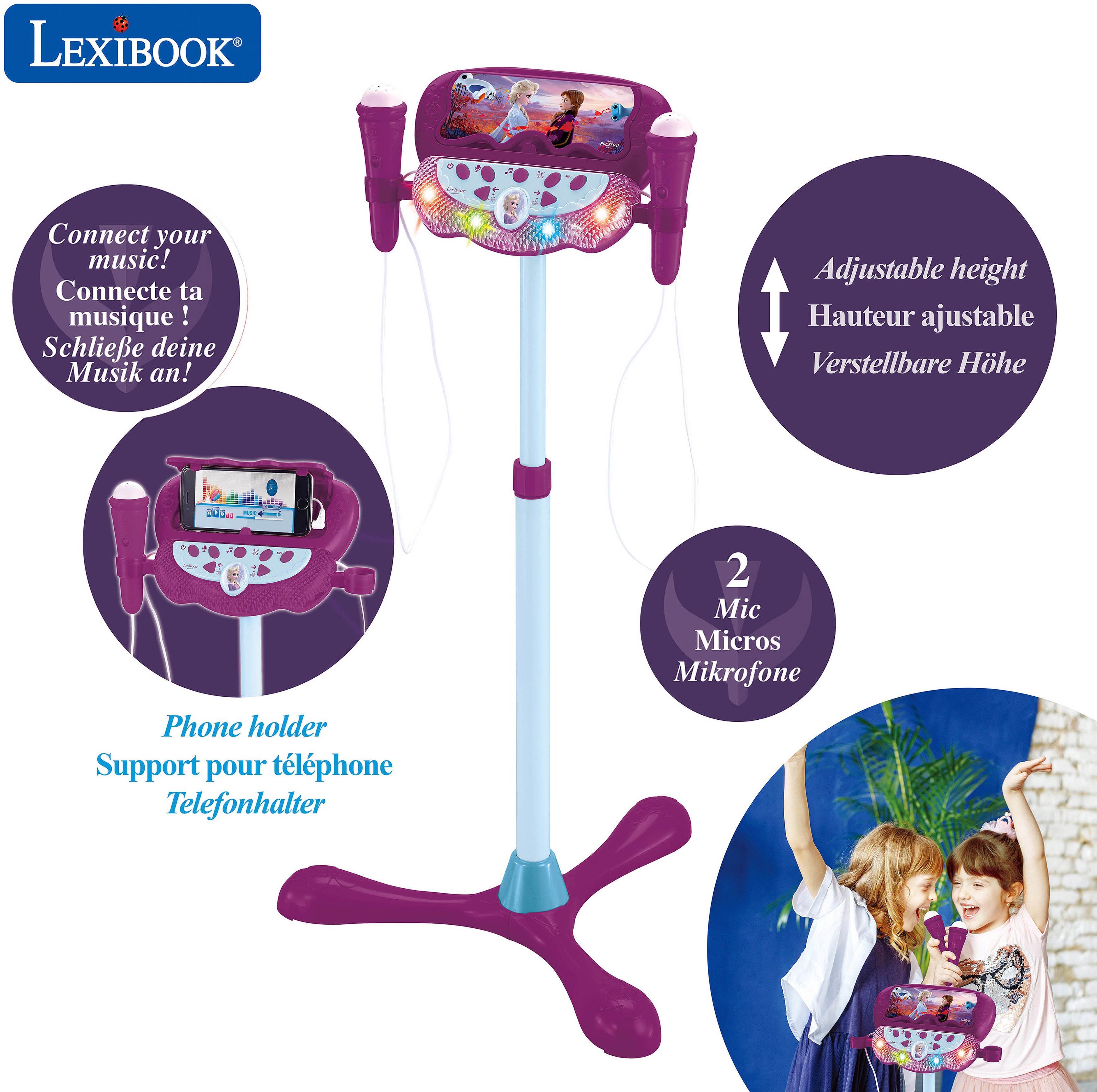 Lexibook Frozen Verstellbarer Ständer mit 2 Mikrofonen,...