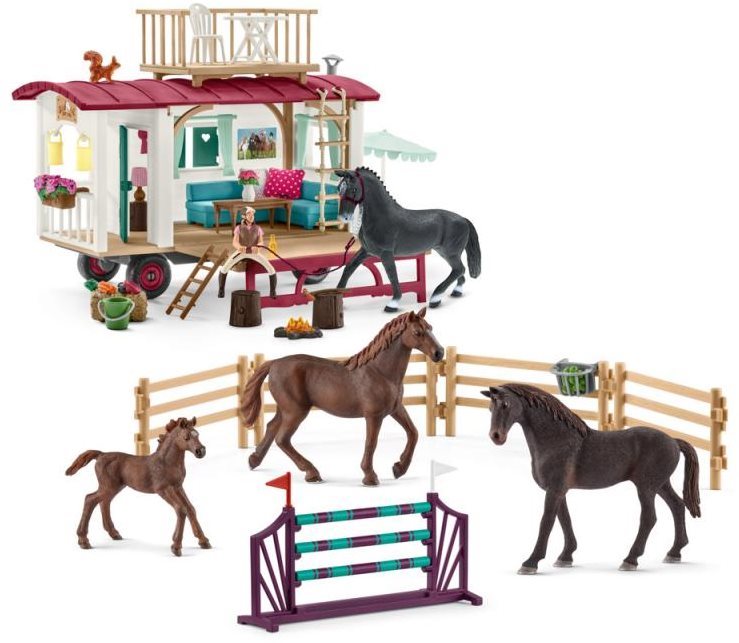 Schleich 72141 Caravan and Training Accessories with Horses Figures
