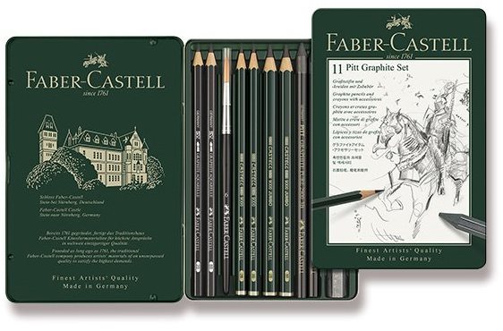 FABER-CASTELL Pitt Graphite Monochrome v plechové krabičce - sada...