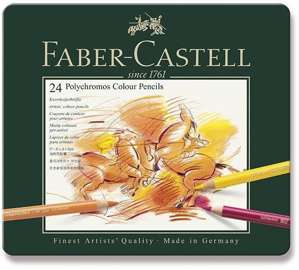 Pastelky FABER-CASTELL Polychromos v plechové krabičce, 24 barev...