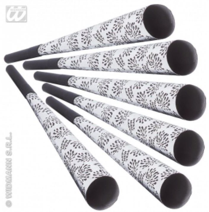 Trubky Happy New Year – Silvester – strieborné –  6 ks Párty doplnky