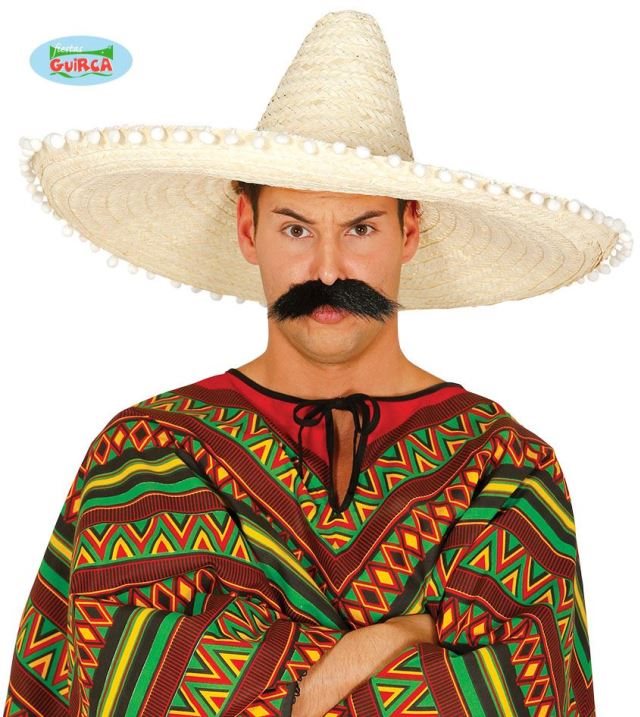 Slamený klobúk, sombrero s brmbolcami – Mexiko 60 cm Doplnok ku...