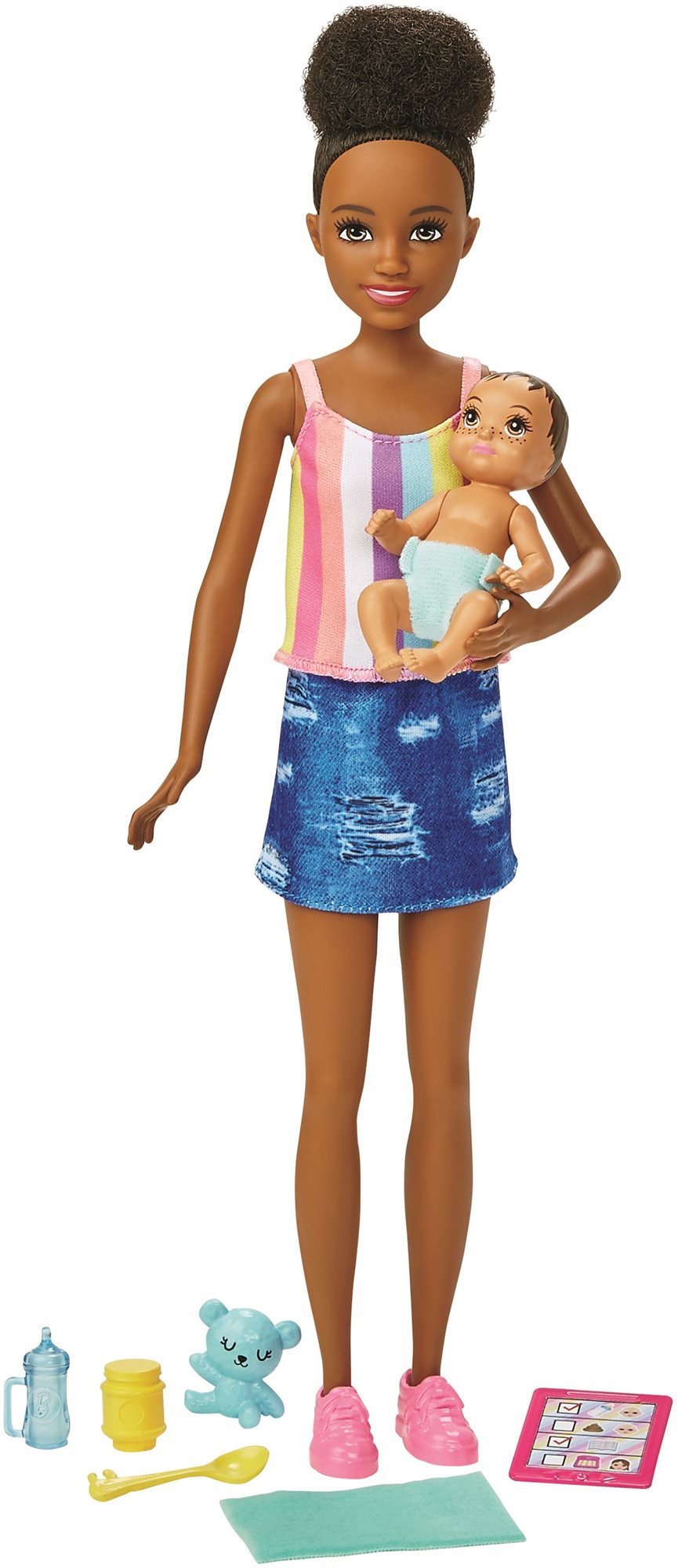 Barbie Babysitter with tank top + baby and accessories Dolls