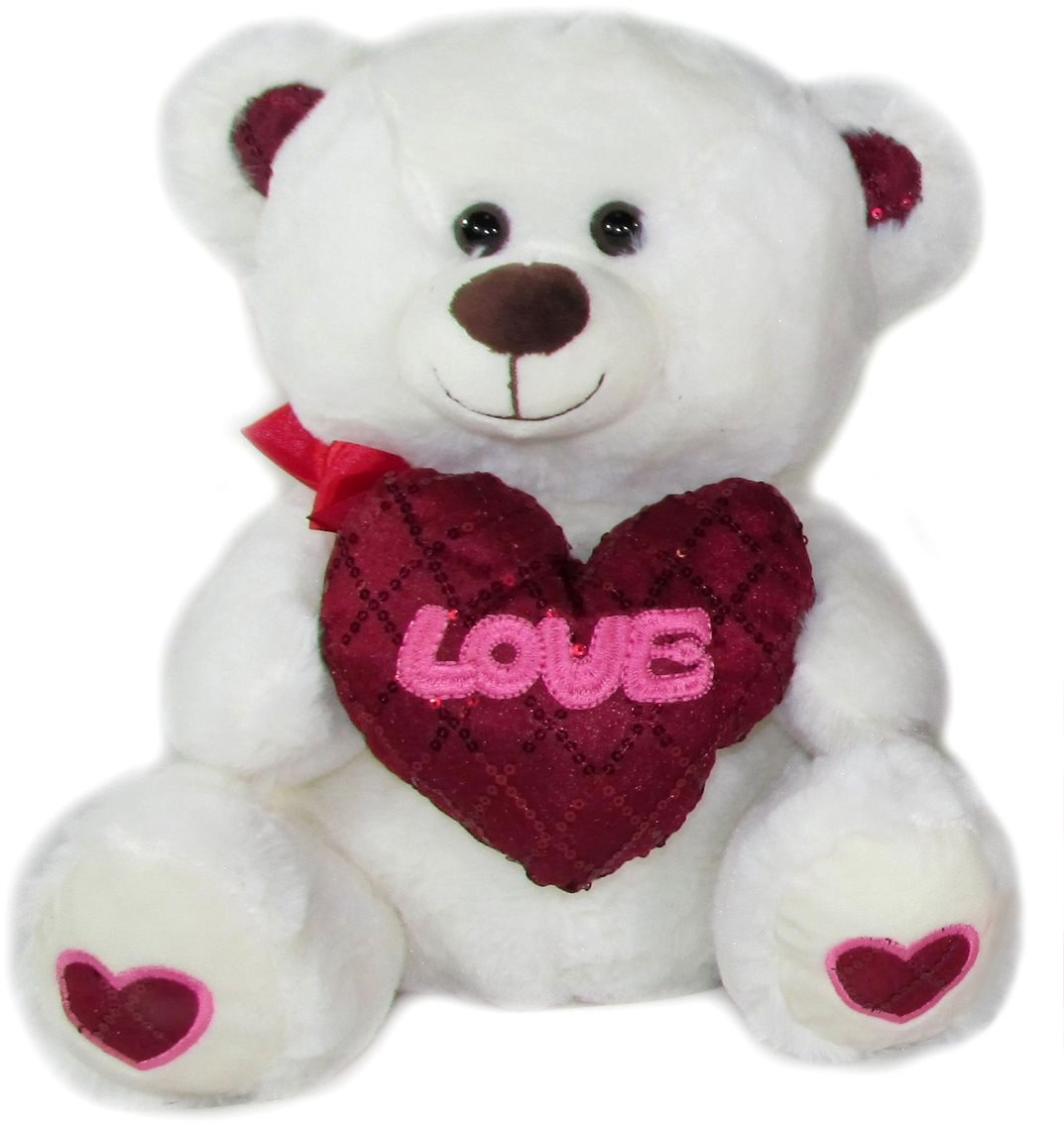 Teddy Bear With Heart Love - 30 cm White Teddy Bear