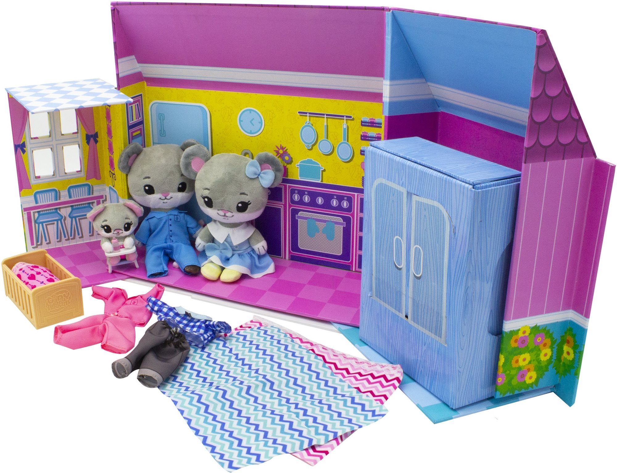 Tiny Tukkins - Deluxe house and 3 stuffed animals with accessories...