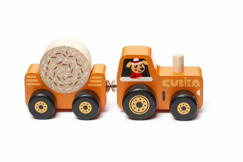 Cubika 15351 Tractor with tow - wooden jigsaw puzzle with magnet 3...