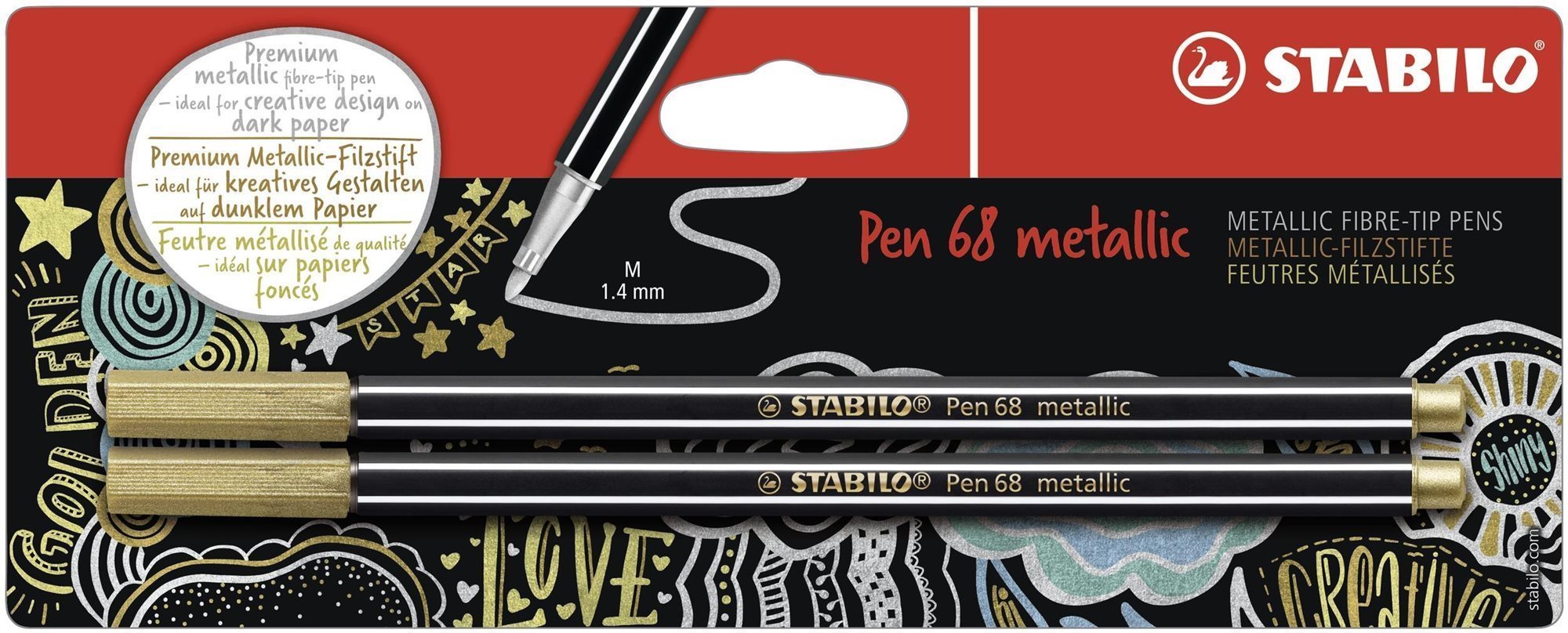 STABILO Pen 68 metallic 2 db arany bliszterben Marker