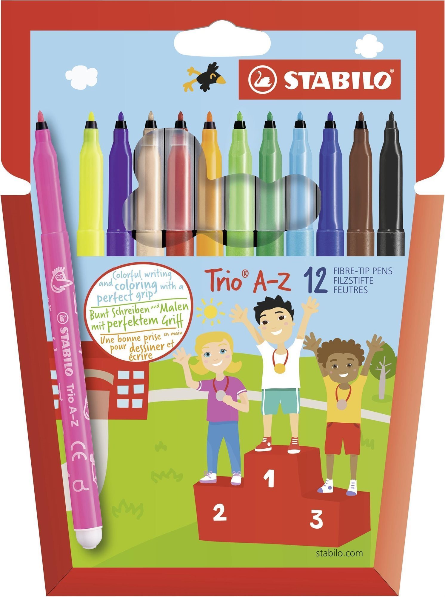 STABILO Trio A-Z Etui 12 Farben Filzstifte