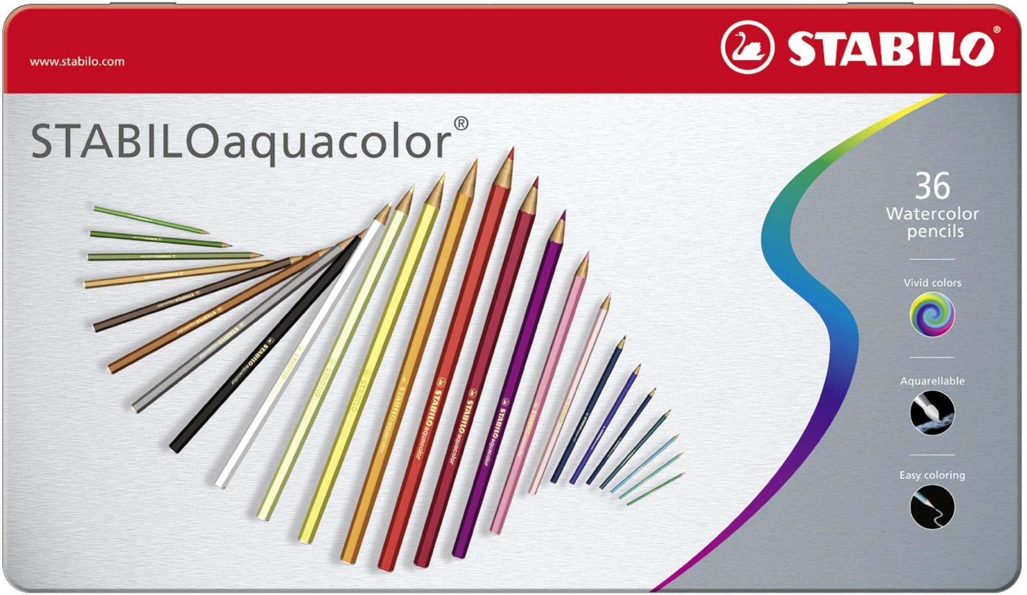 STABILOaquacolor 36 ks kovové puzdro Pastelky