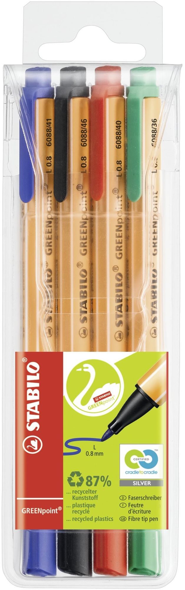STABILO GREENpoint 4 ks, puzdro Fixky