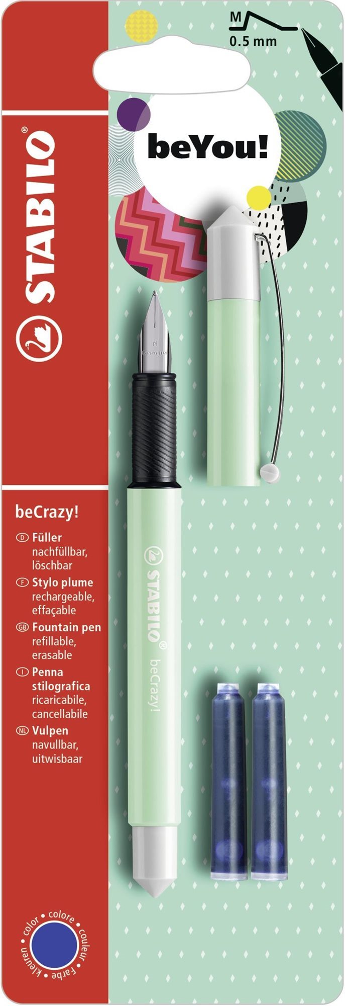 STABILO beCrazy! plniace pero Pastel mäta/biele + 2 náplne Plniace...