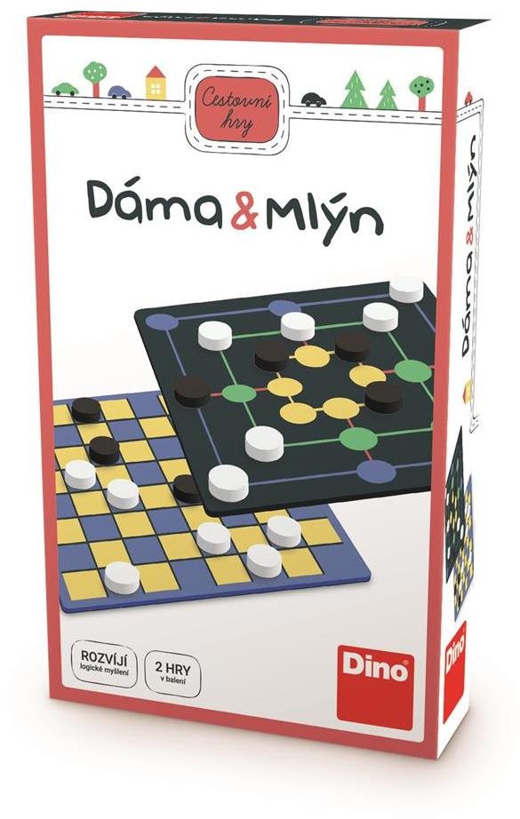 Dino dáma a mlýn cestovní hra  Stolní hra