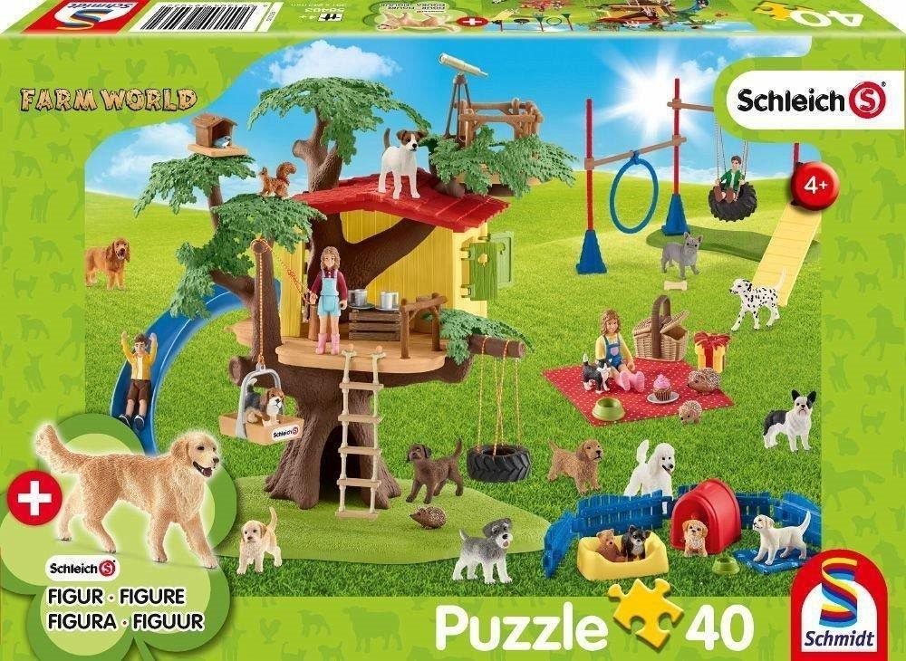 Puzzle Schleich Šťastní pejsci 40 dílků + figurka Schleich Puzzle