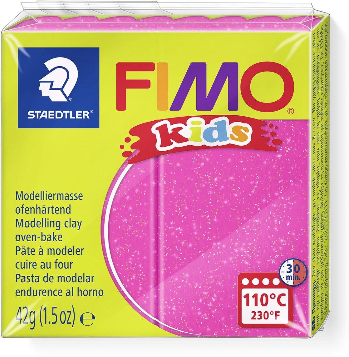 FIMO kids 8030 42g rosa mit Glitzer Knete