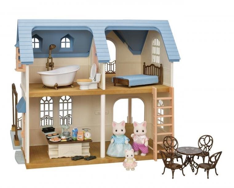 Coffret Sylvanian Families - Maison avec toit bleu, terrasse et...