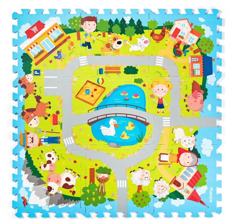 Puzzle en mousse "Village", 9 pieces Tapis puzzle en mousse