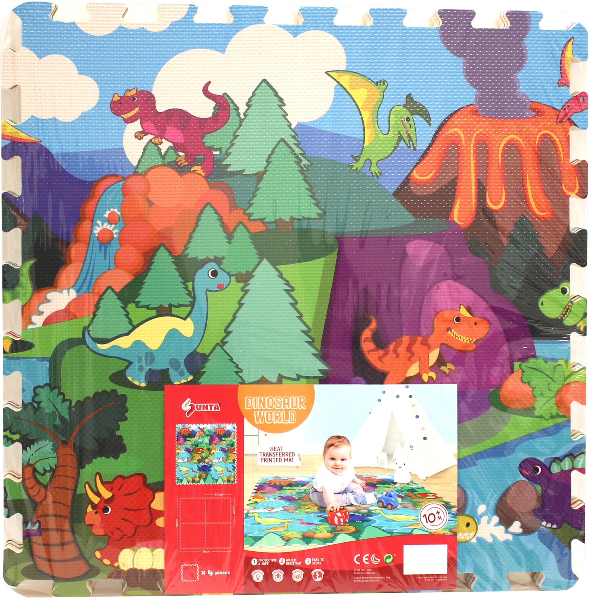Mäkké bloky na podlahu dinosaury, 118 × 118 cm Penové puzzle