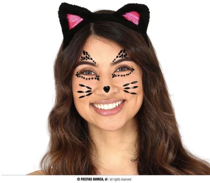 Nalepovacie kamienky na tvár - mačka - halloween Párty doplnky