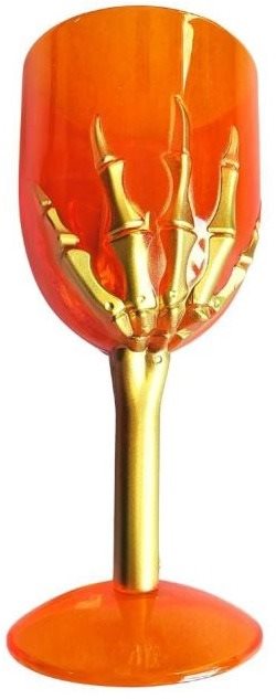 Čierny transparentný pohár s rukou kostlivca – 18 cm – halloween...